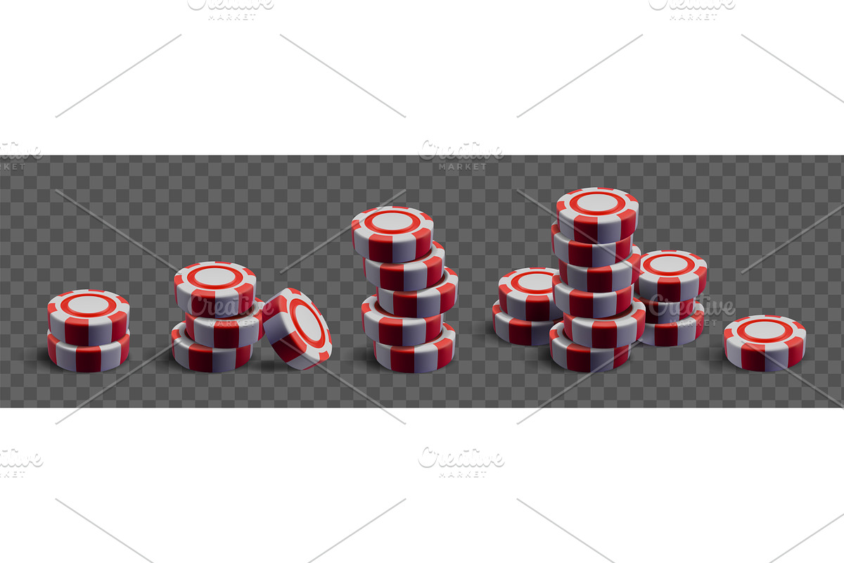 Red white casino chip stacks 3d, a Sport Illustration by art PVP - market
