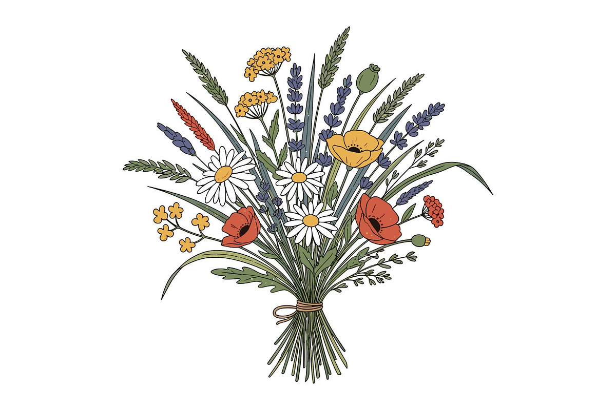 Wildflower Bouquet Botanical, a Person Illustration by Gfx_Store (Photo 3 of 3)