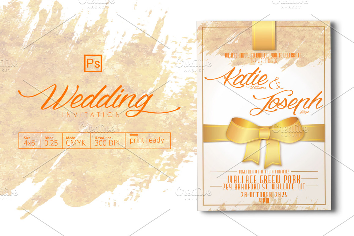 Gold Wedding Invitation, an Invitation Template by Tiaga (Photo 1 of 3)