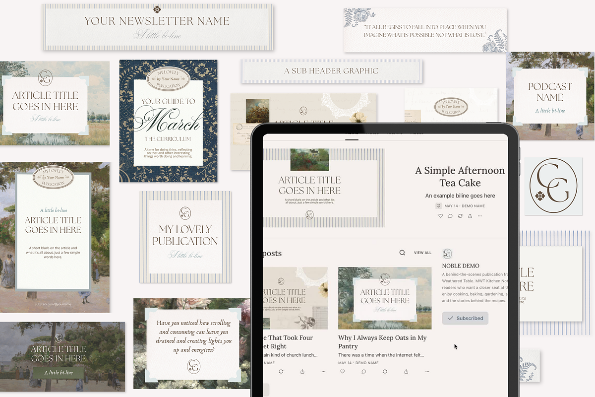 Cottage Core Substack Canva Branding, a Branding & Logo Template by Tabitha Emma (Photo 9 of 9)