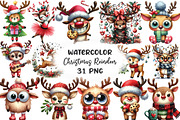 Quirky Christmas Reindeer Clipart, an Illustration by CraftArtStudio (Thumbnail 1 of 6)