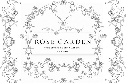 Rose Garden LineArt, a Decorative Illustration by AW Studios