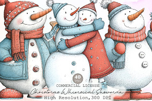 Christmas Whimsical Snowman Clipart, an Illustration by Sublimation Artist