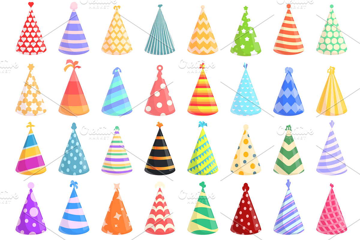 Party hats icon, cartoon style, an Object Illustration by Ylivdesign