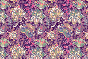 3 Floral Colorful Seamless Patterns