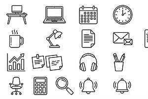 42 Vector Home Office Icon Set, an Outline Icon by adenpinkstore