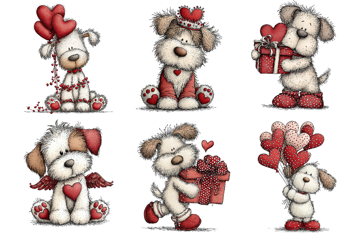 Whimsical Valentine Dogs Clipart, an Illustration by Dream Creation (Photo 4 of 5)