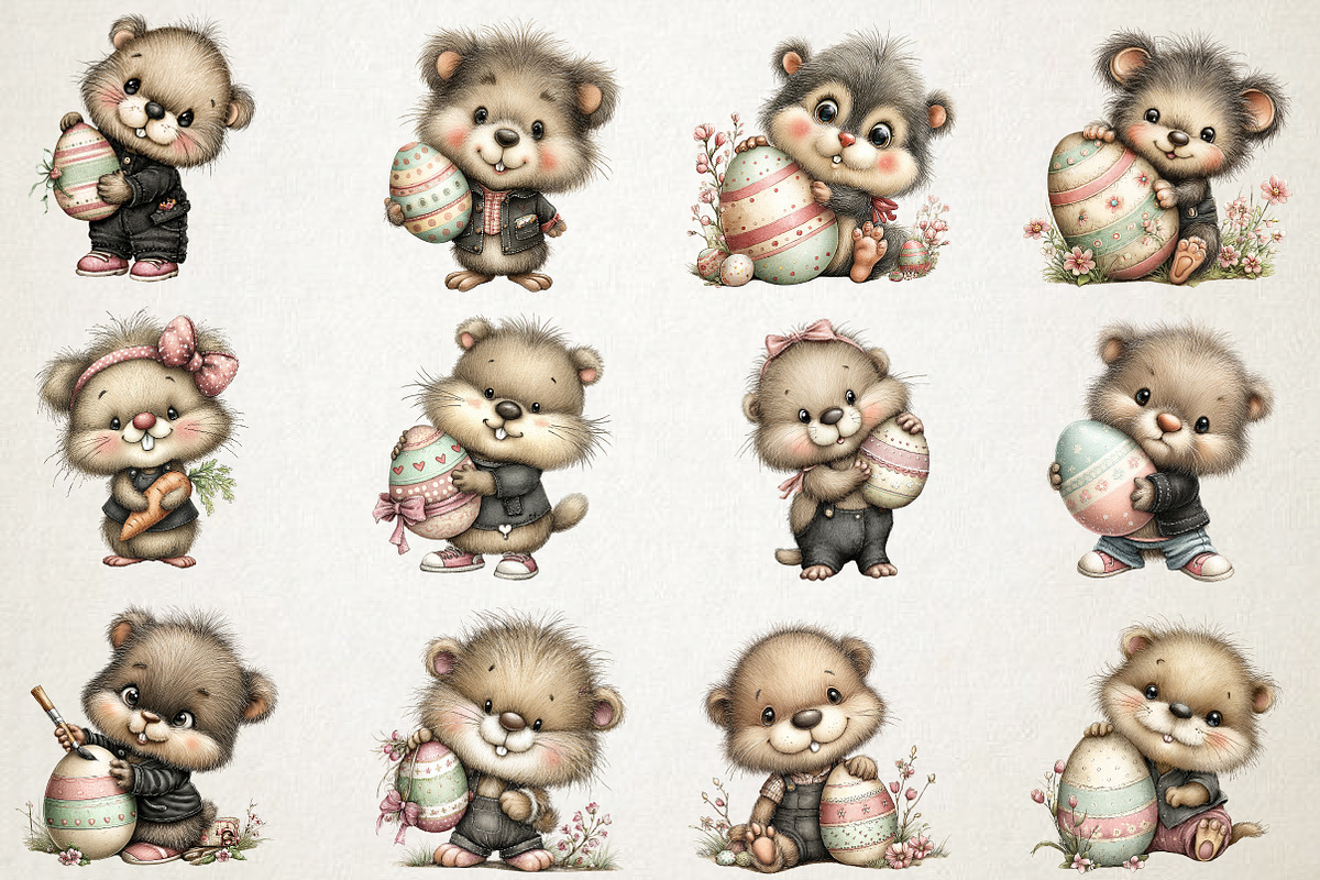 Whimsical Easter Beaver Clipart, an Illustration by RobertsArt (Photo 2 of 5)