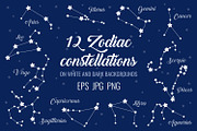 12 zodiac signs constellations, an Illustration by Primula`s shop (Thumbnail 1 of 3)