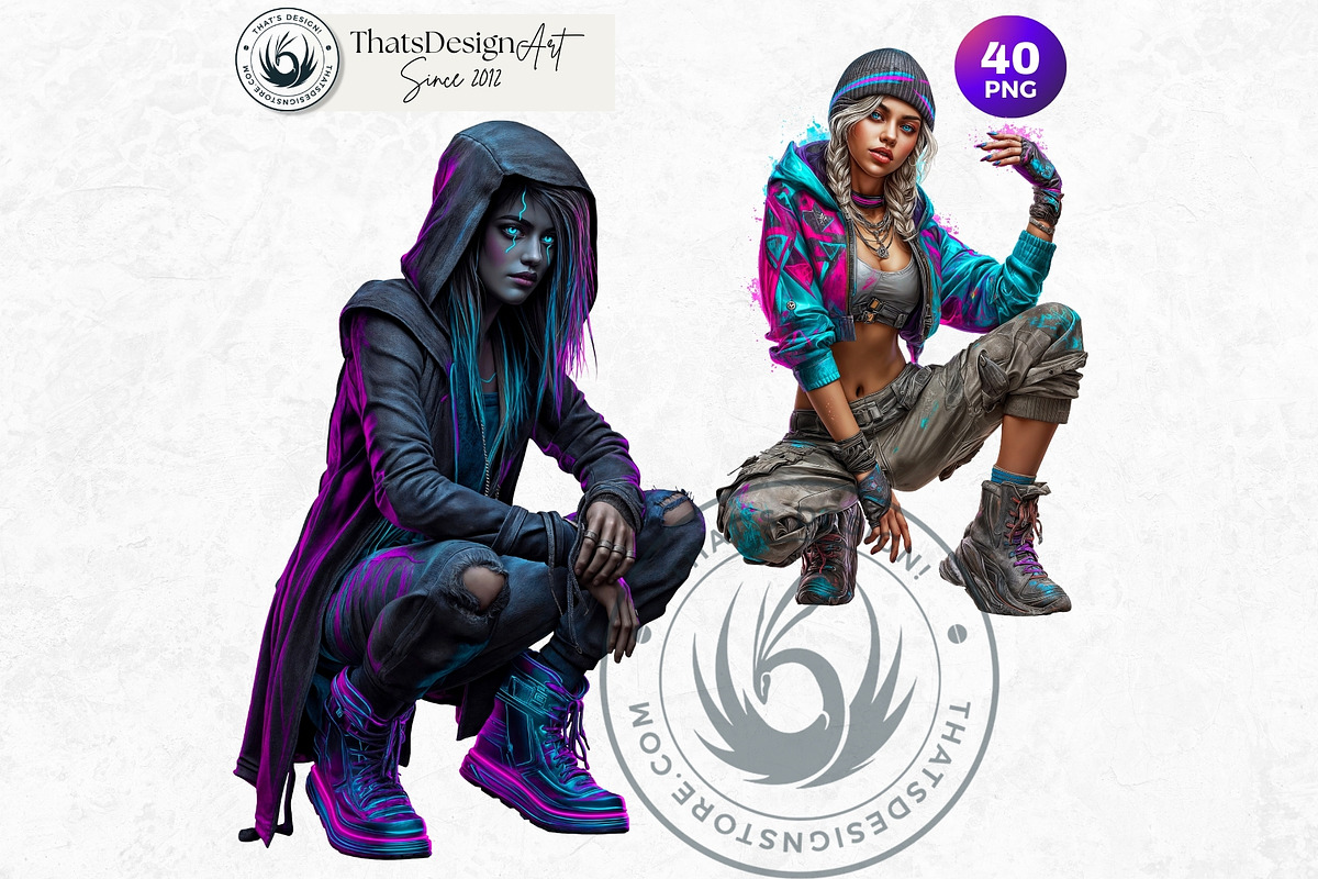 Urban Neon Witches Cliparts, a Person Illustration by ThatsDesignArt (Photo 8 of 12)