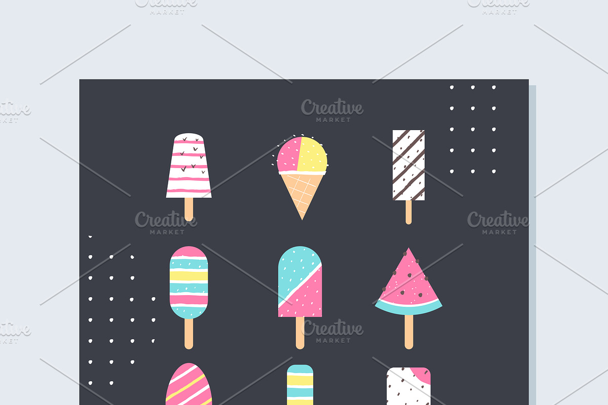 Ice-Cream and Popsicle Vector Set, a Texture Illustration by Julia Batsheva (Photo 4 of 4)
