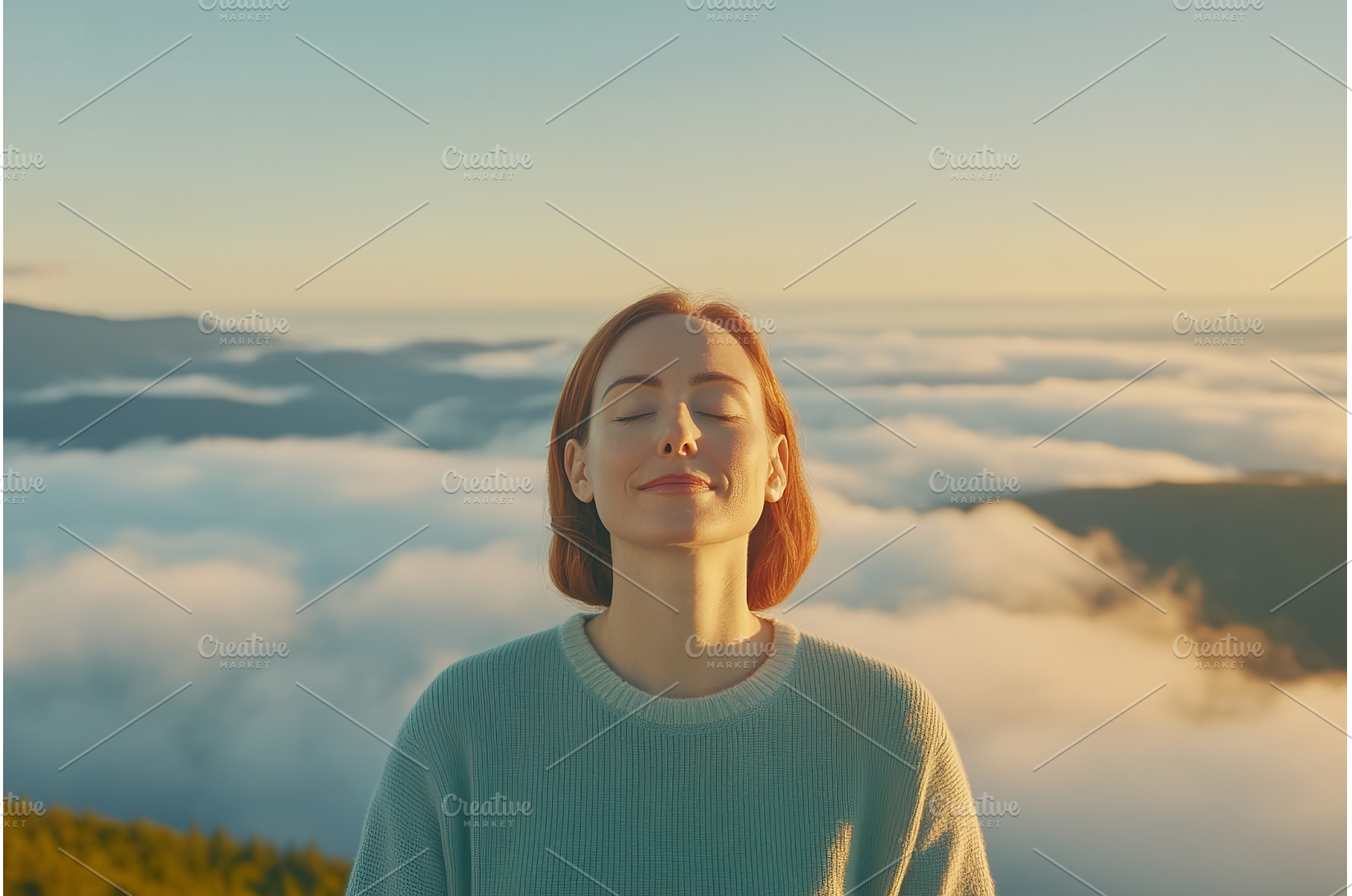 Woman with Red Hair Meditating, a Nature Photo by Lermont51