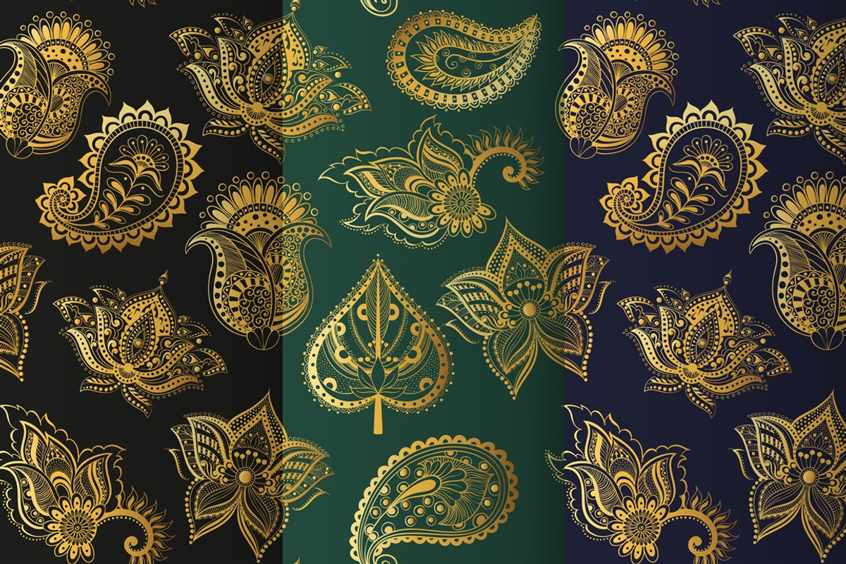 Paisley flowers & leaf Indian set, a Pattern Graphic by Zarica Art (Photo 2 of 3)