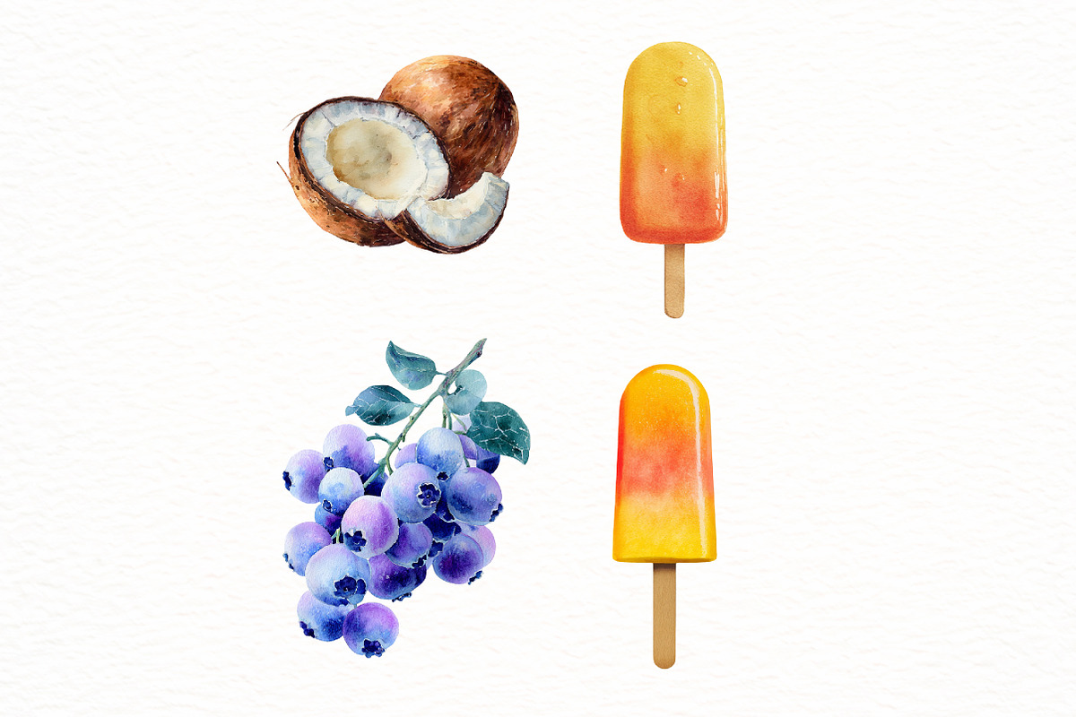 Watercolor Summer Tropical Fruits, an Illustration by Designworld (Photo 6 of 6)