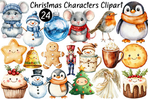 Watercolor Christmas Characters