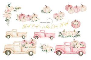 Blush Pink Pumpkin Truck Clipart