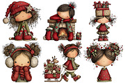 Whimsical Christmas Girl Clipart, an Illustration by Pixels.Craft (Thumbnail 5 of 6)