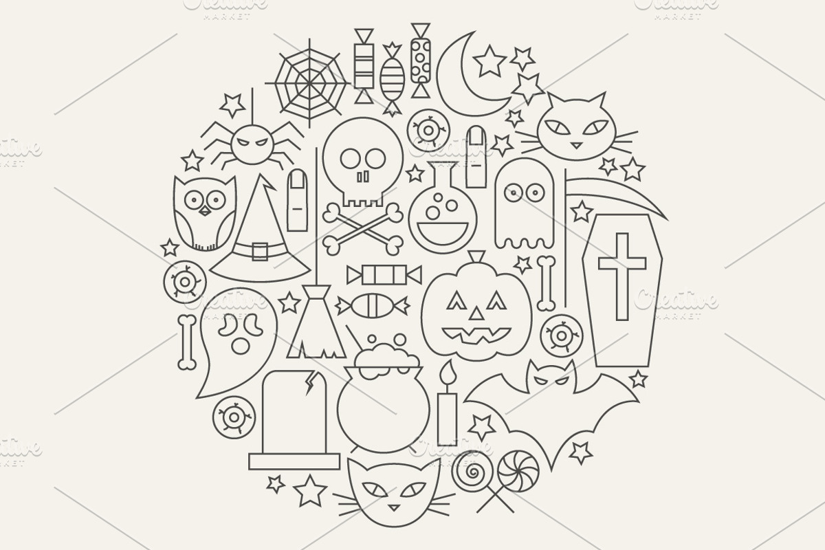 Halloween Line Art Icons preview 6