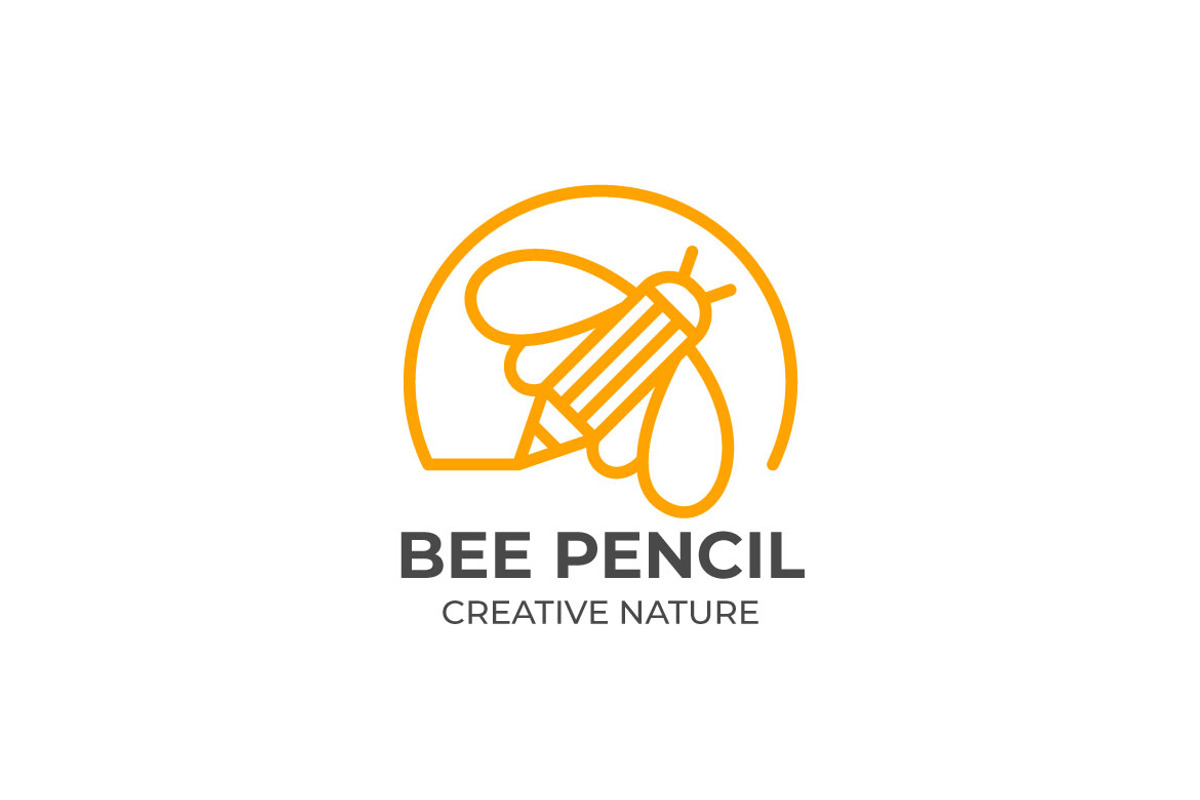 Bee Pencil Monoline Logo, a Graphic by Mightyfire (Photo 3 of 3)