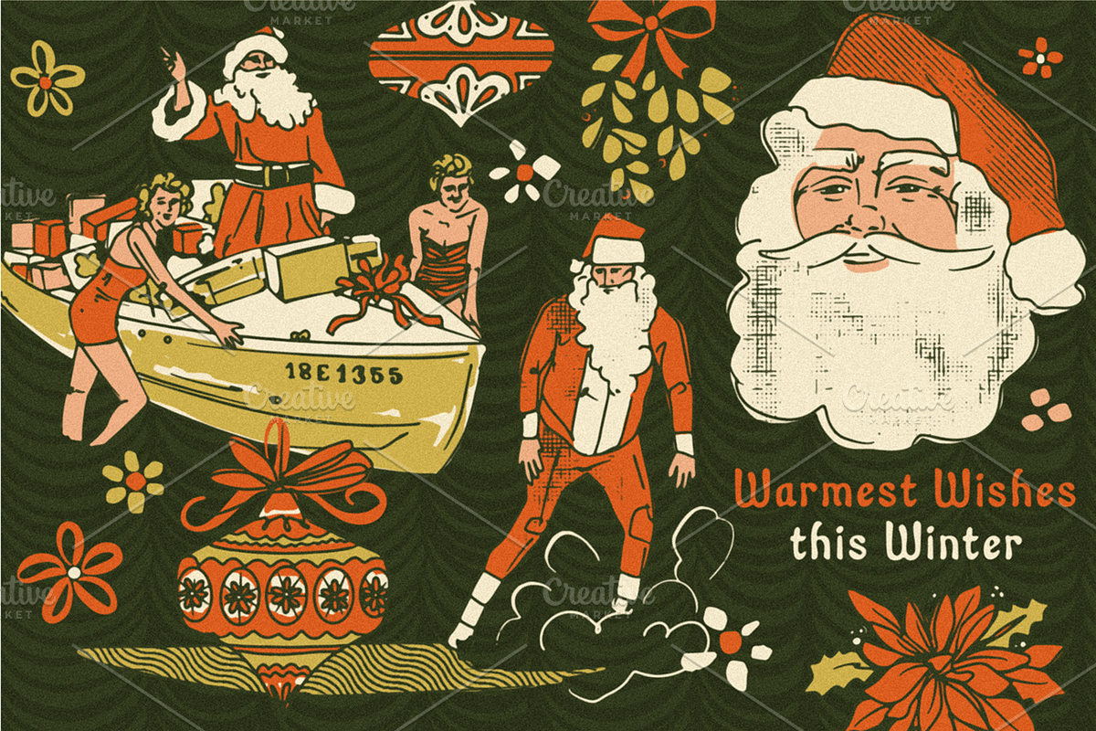 Vintage Christmas Collection: 3-in-1, a Blackletter Font by Bruised Goods (Photo 1 of 18)