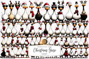 Christmas Geese Clipart, an Illustration by Markicha Art