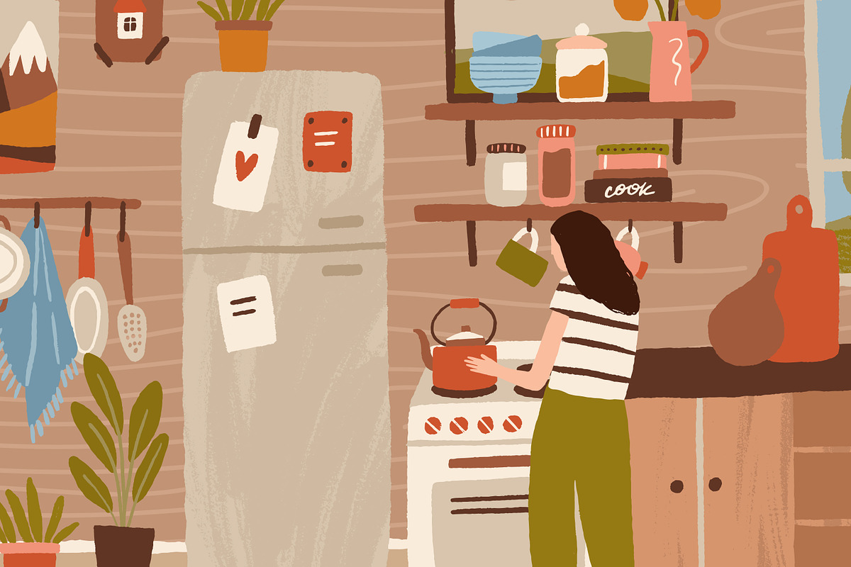 Family in kitchen, home scene, a Person Illustration by Good Studio (Photo 2 of 3)