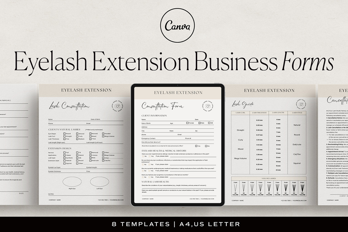 Eyelash Extension Business Forms, a Marketing Template by HelloKarla (Photo 1 of 4)