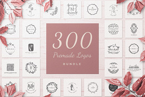 300 Premade Logos Bundle