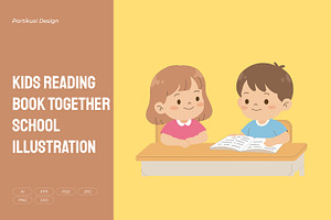 Kids Reading Book Together School
