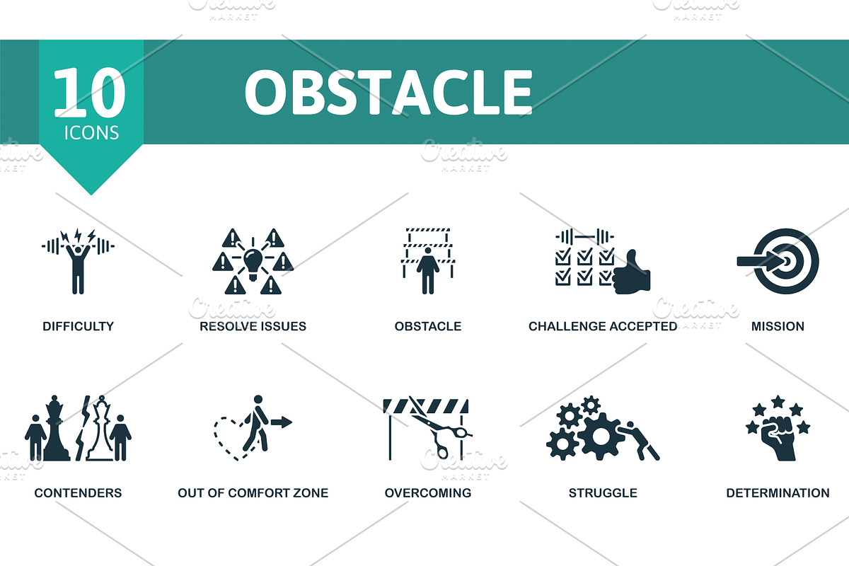 Obstacle set. Creative icons, a Person Illustration by Aimagenarium@gmail.com