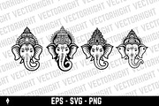 Hindu deity Ganesha's head, a Decorative Illustration by Vectorhight (Thumbnail 2 of 3)