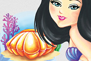 Colorful Mermaids Clipart Images, an Illustration by Whimseez (Thumbnail 2 of 5)