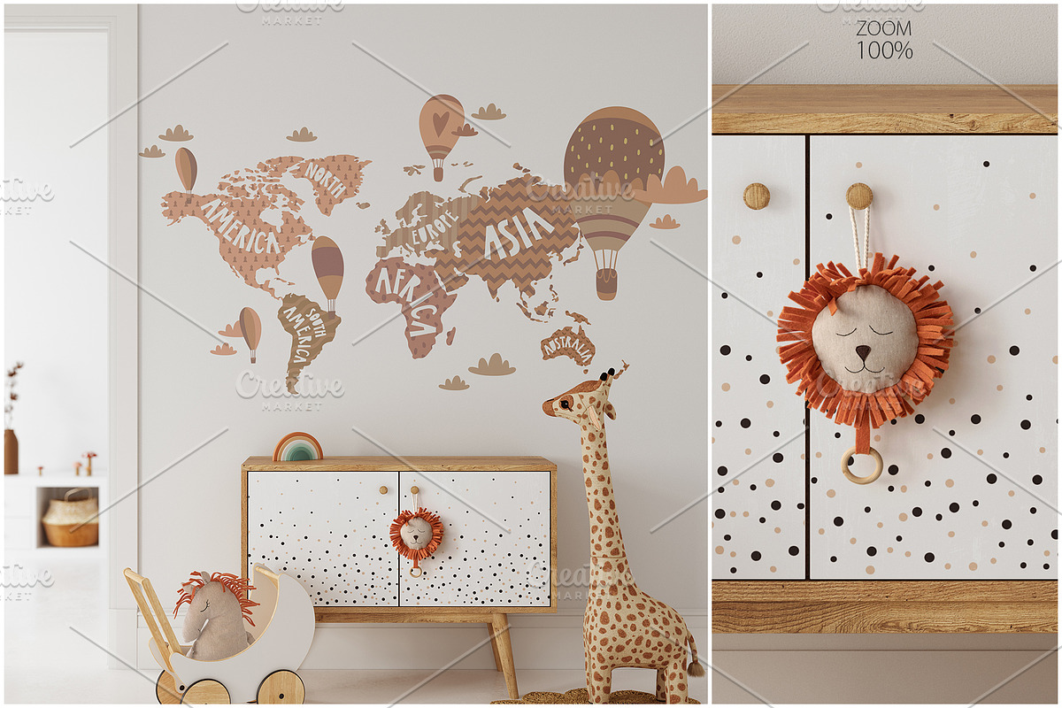 Kids Wall & Frame Mockup Bundle 7, a Print Template by Yuri-U (Photo 4 of 22)