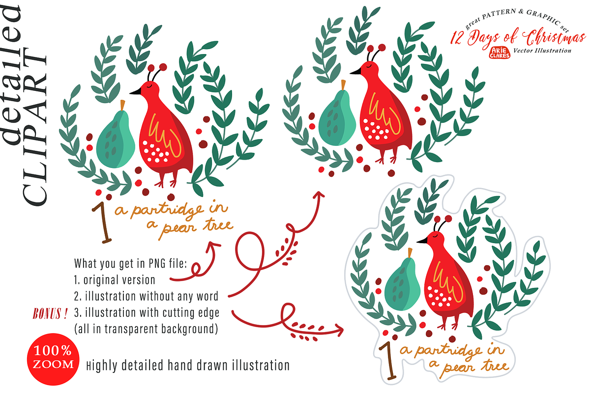 12 Days of Christmas Folk Art, a Seasonal Illustration by Arie Clares (Photo 2 of 12)