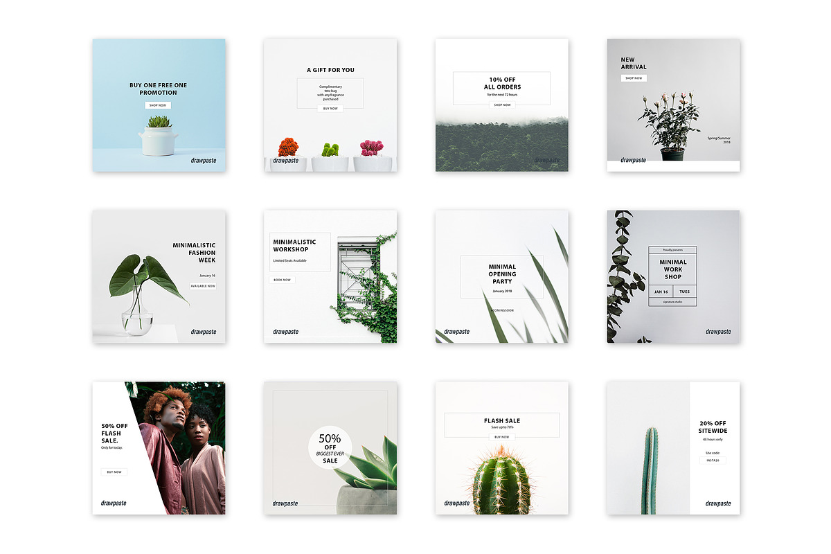 Minimal Social Media Pack 2018, a Social Media Template by Drawpaste (Photo 10 of 12)