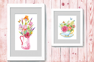 Bouquets Of Flowers Watercolor