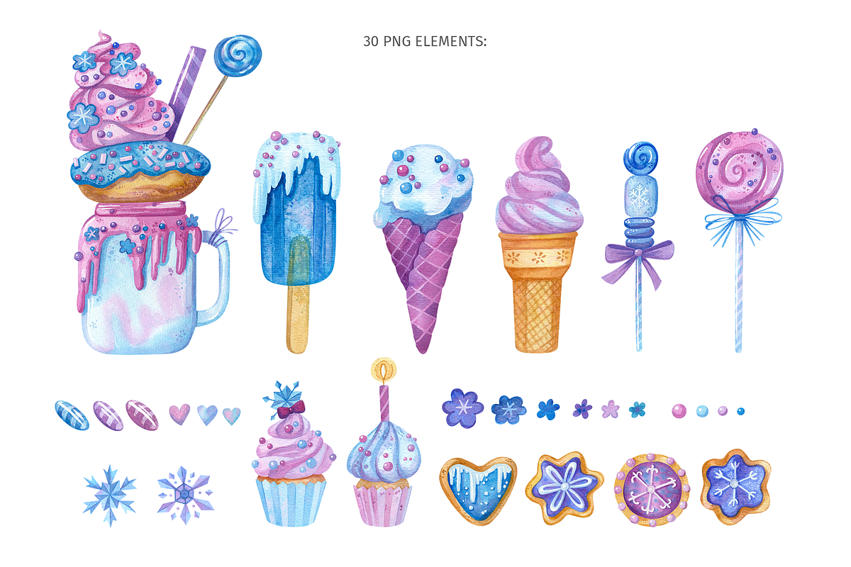 Frozen Sweets Clipart & Patterns, a Decorative Illustration by Valin Malin (Photo 2 of 13)