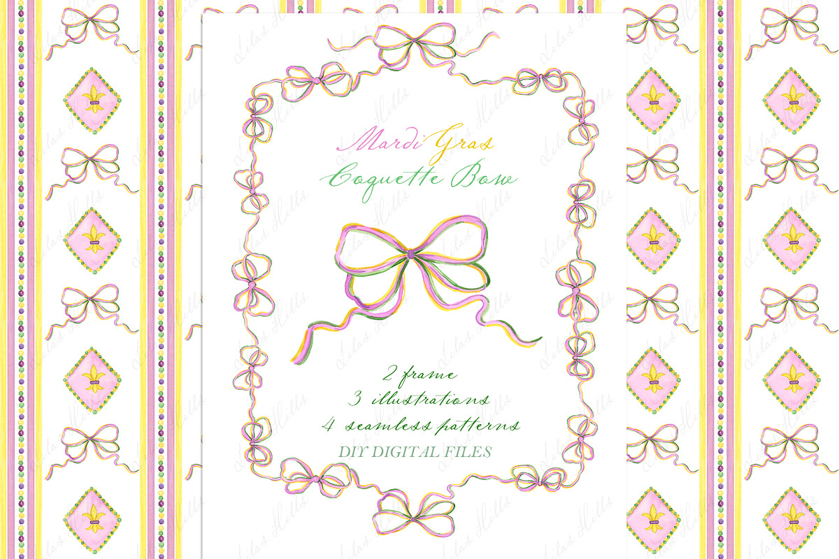 Mardi Gras Coquette Bow, a Graphic by LABFcreations (Photo 2 of 5)