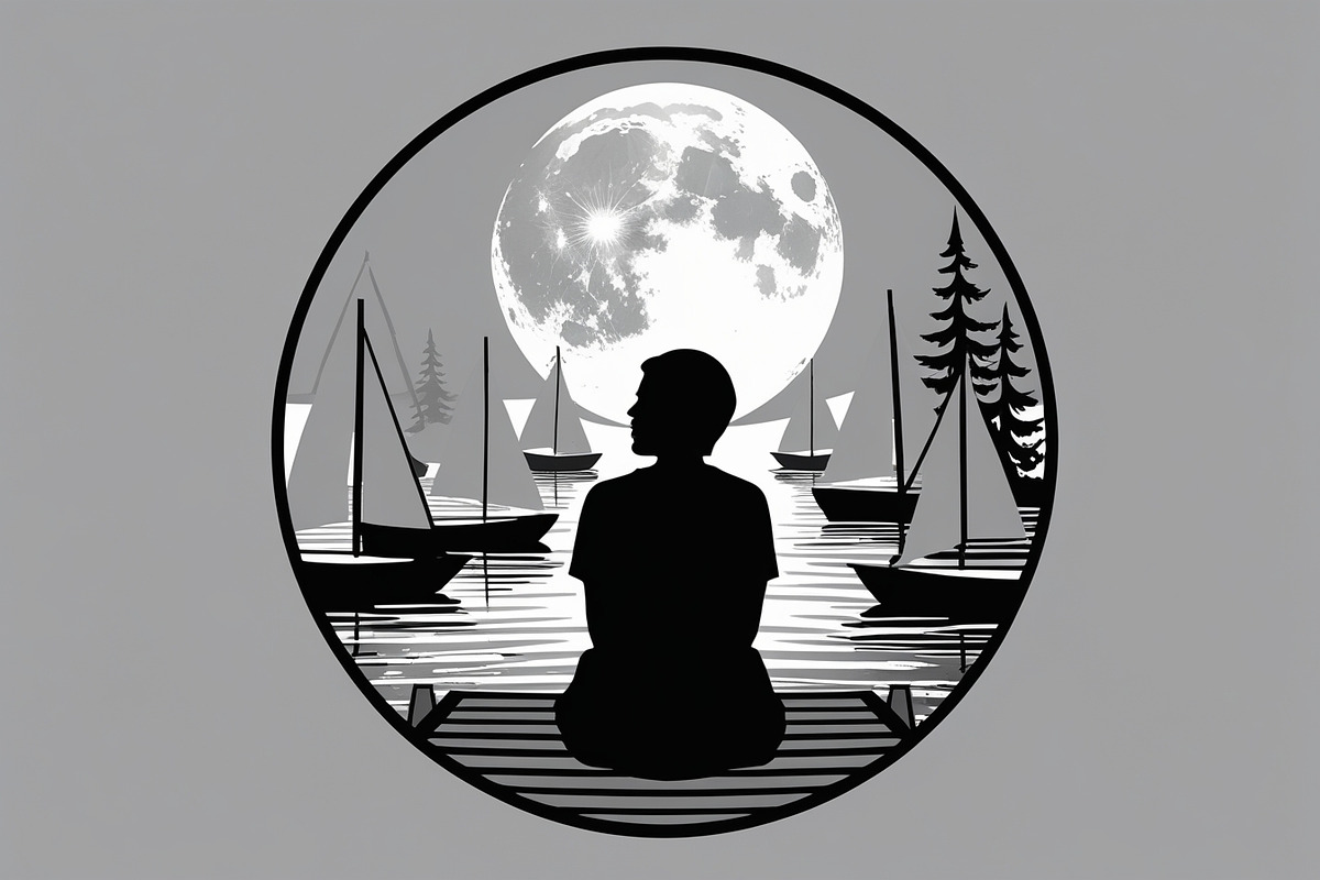 Lake Meditation Silhouette Set, an Illustration by jahid234 (Photo 2 of 6)