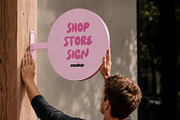 Round Storefront Sign Board Mockup, a Packaging Mockup by The Rose Project (Thumbnail 1 of 3)
