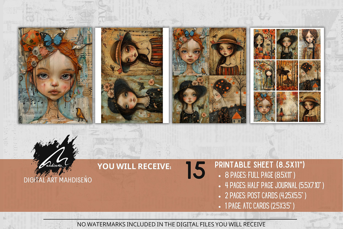 Fall is Here, Whimsical Girl Pages, a Seasonal Illustration by Digital Art Mahdiseño (Photo 2 of 10)