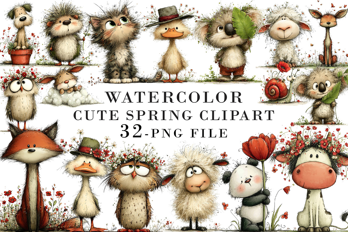 Cute Spring Clipart Bundle, an Illustration by Libby Wishes (Photo 1 of 7)