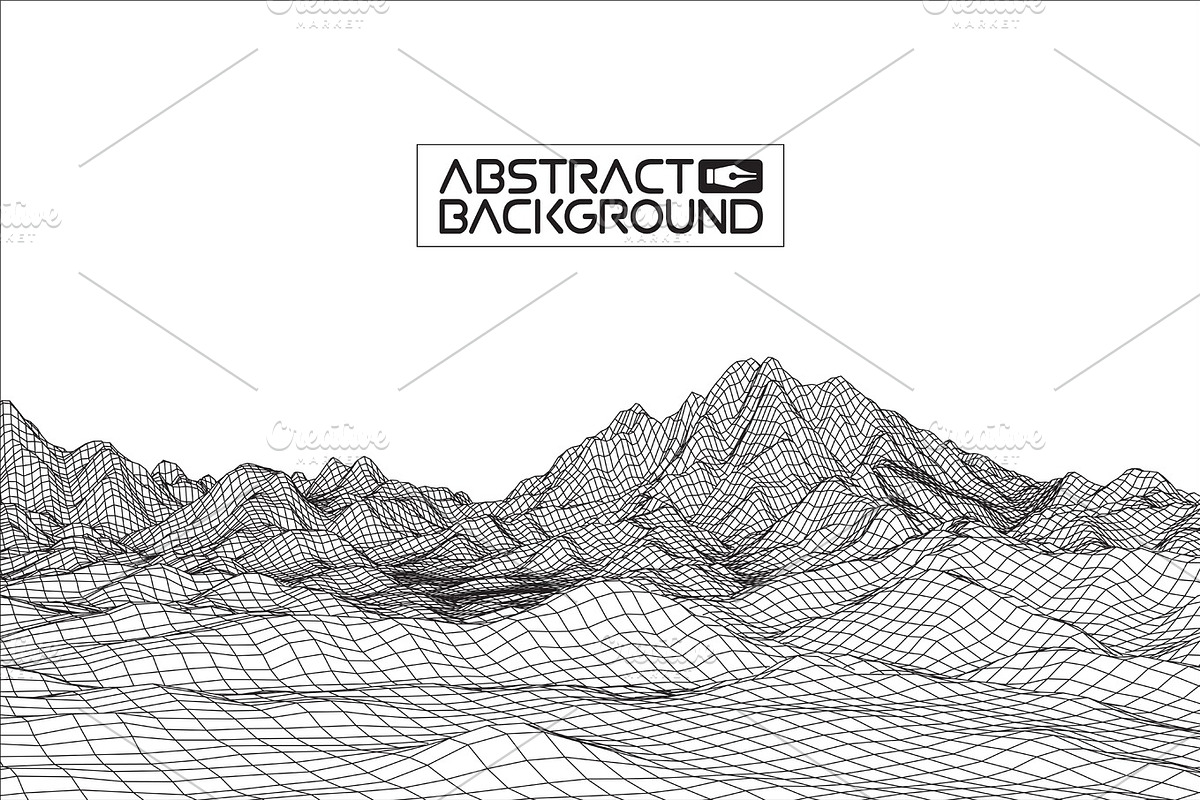 Wireframe landscape vector., a Decorative Illustration by RDShop