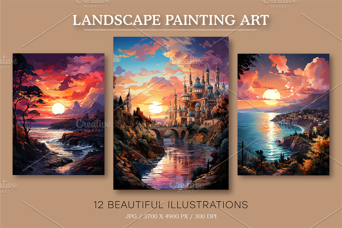 Landscape Painting Art 02. Wall Art., a Decorative Illustration by KENO Mascots (Photo 4 of 8)