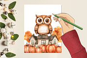 Autumn Owl House Sublimation, an Illustration by CitraGraphics (Thumbnail 4 of 6)