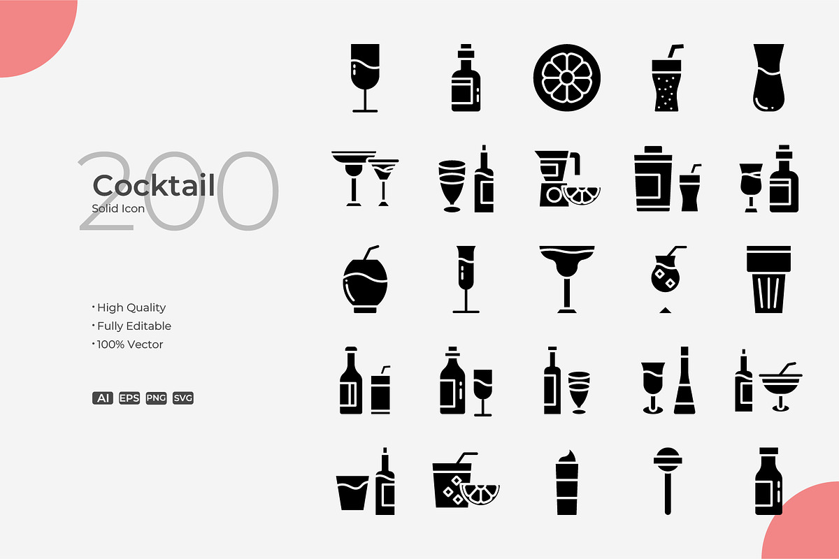 Cocktail Solid Icons, a Solid Icon by Bloodline