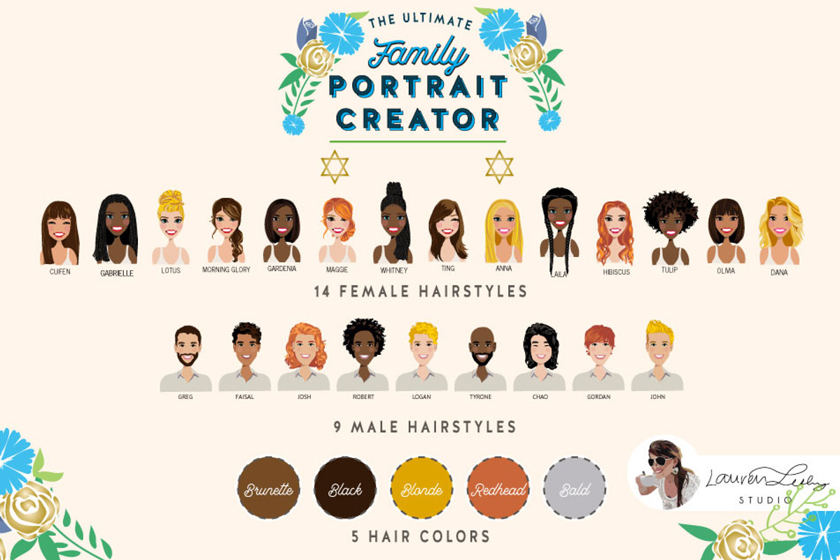 Portrait Creator Jewish Hanukkah, a Person Illustration by Lauren Lesley Studio (Photo 5 of 16)