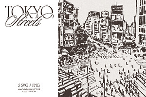 Tokyo Streets Crossing Sketches, a Work Illustration by TheMountBirdStudio