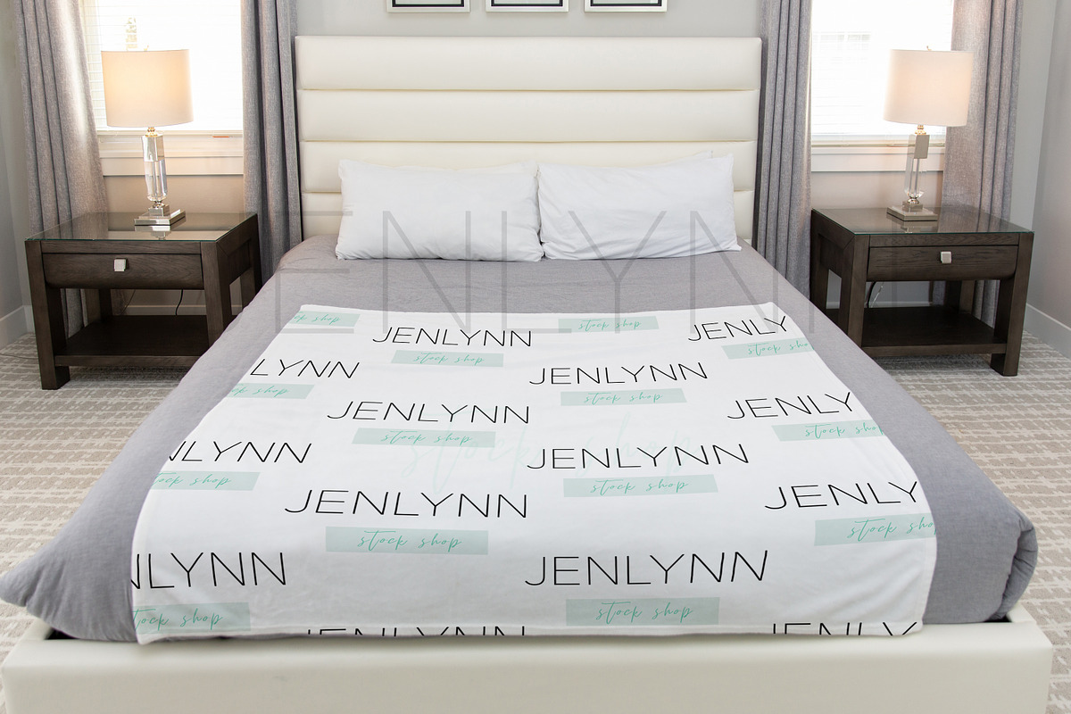 Minky Blanket Mockup on Bed #VH08, a Product Mockup by JENLYNN Stock Shop (Photo 1 of 6)