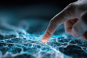 Fingertip Touching Digital Network A, a Photo by Pixeness Studio